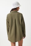 Oversize Basic Müslin Gömlek HAKİ LMX0002