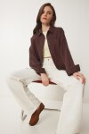 Oversize Basic Müslin Gömlek KAHVERENGİ LMX0002