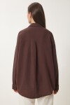 Oversize Basic Müslin Gömlek KAHVERENGİ LMX0002