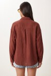 Oversize Basic Müslin Gömlek KOYU KİREMİT LMX0002