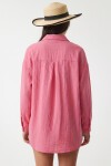 Oversize Basic Müslin Gömlek KOYU PEMBE LMX0002