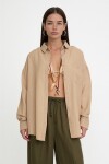 Oversize Basic Müslin Gömlek KREM LMX0002