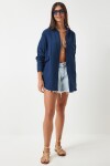 Oversize Basic Müslin Gömlek LACİVERT LMX0002