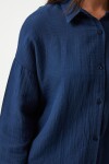 Oversize Basic Müslin Gömlek LACİVERT LMX0002