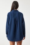Oversize Basic Müslin Gömlek LACİVERT LMX0002