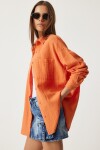Oversize Basic Müslin Gömlek ORANJ LMX0002