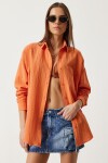 Oversize Basic Müslin Gömlek ORANJ LMX0002