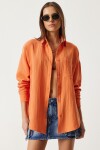 Oversize Basic Müslin Gömlek ORANJ LMX0002