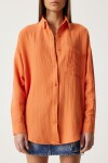 Oversize Basic Müslin Gömlek ORANJ LMX0002