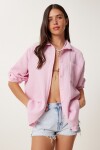 Oversize Basic Müslin Gömlek ŞEKER PEMBE LMX0002