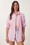 Oversize Basic Müslin Gömlek ŞEKER PEMBE LMX0002