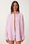 Oversize Basic Müslin Gömlek ŞEKER PEMBE LMX0002