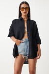 Oversize Basic Müslin Gömlek SİYAH LMX0002