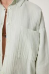 Oversize Basic Müslin Gömlek SU YEŞİLİ LMX0002