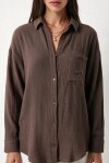 Oversize Basic Müslin Gömlek VİZON LMX0002