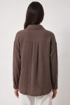 Oversize Basic Müslin Gömlek VİZON LMX0002
