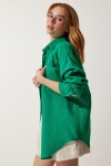 Oversize Basic Müslin Gömlek YEŞİL LMX0002