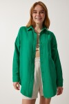 Oversize Basic Müslin Gömlek YEŞİL LMX0002
