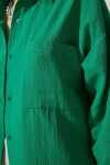 Oversize Basic Müslin Gömlek YEŞİL LMX0002