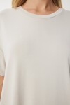 Oversize Basic Yazlık Örme Elbise KREM LUB0082