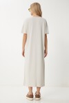 Oversize Basic Yazlık Örme Elbise KREM LUB0082