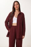 Oversize Müslin Gömlek Pantolon Takım BORDO LSA0014