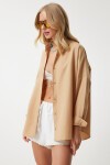 Oversize Uzun Basic Gömlek CAMEL LMX0106