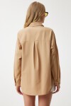 Oversize Uzun Basic Gömlek CAMEL LMX0106