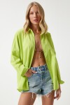 Oversize Uzun Basic Gömlek FISTIK YEŞİLİ LMX0106
