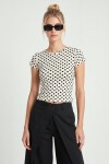 Puantiye Desenli Polyamid T-shirt BEYAZ LZV0083