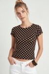 Puantiye Desenli Polyamid T-shirt KAHVERENGİ LZV0083