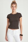Puantiye Desenli Polyamid T-shirt KAHVERENGİ LZV0083