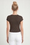 Puantiye Desenli Polyamid T-shirt KAHVERENGİ LZV0083