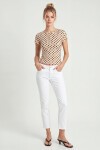 Puantiye Desenli Polyamid T-shirt KREM LZV0083