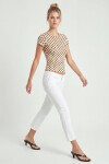 Puantiye Desenli Polyamid T-shirt KREM LZV0083
