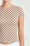 Puantiye Desenli Polyamid T-shirt KREM LZV0083