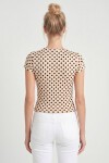 Puantiye Desenli Polyamid T-shirt KREM LZV0083
