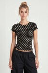 Puantiye Desenli Polyamid T-shirt SİYAH LZV0083