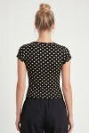Puantiye Desenli Polyamid T-shirt SİYAH LZV0083