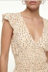 Puantiyeli Krinkıl Örme Bluz KEMİK SİYAH LUB0384