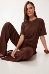 Taş Detaylı Örme Alt-Üst Takım KAHVERENGİ LZV0068