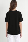 V Yaka Oversize Basic Örme T-shirt SİYAH LZV0072
