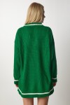 V Yaka Oversize Uzun Triko Kazak YEŞİL LBP0004