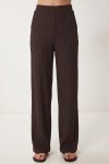Volanlı Bluz Pantolon Krinkıl Takım KAHVERENGİ LFW0025