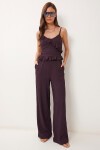 Volanlı Bluz Pantolon Krinkıl Takım MÜRDÜM LFW0025