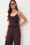 Volanlı Bluz Pantolon Krinkıl Takım MÜRDÜM LFW0025