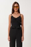 Volanlı Bluz Pantolon Krinkıl Takım SİYAH LFW0025