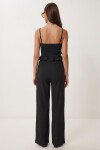Volanlı Bluz Pantolon Krinkıl Takım SİYAH LFW0025