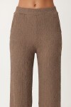Volanlı Bluz Pantolon Krinkıl Takım VİZON LFW0025