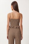 Volanlı Bluz Pantolon Krinkıl Takım VİZON LFW0025
